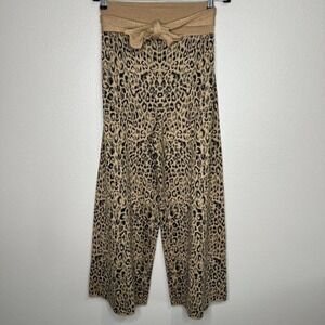 Moth By Anthropologie Leopard Print Wool Blend Belted Pull-On Sweatpants Pants